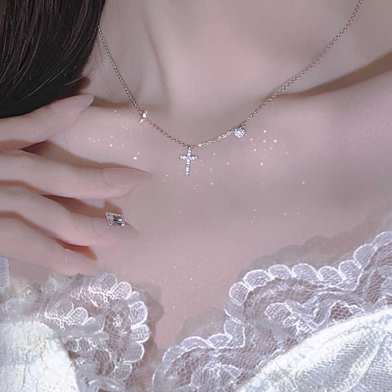 Colier geometric din cupru cu zirconiu, lanț O, pentru femei