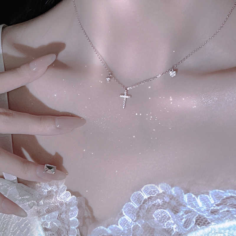 Colier geometric din cupru cu zirconiu, lanț O, pentru femei