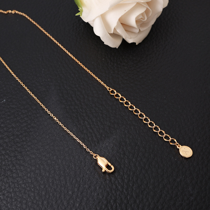 Γυναικείο κολιέ με γεωμετρικό σχήμα από χαλκό, με μενταγιόν 18K χρυσού, αλυσίδα σφαιριδίων, ηλεκτροεπίχωση