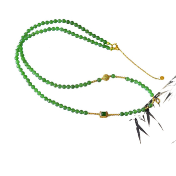 Colier cu zirconiu de cupru, pandantiv din aur 18K, lanț împletit, circumferința până la 30 cm, stil pastoral