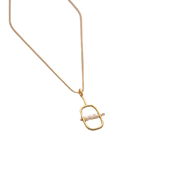 Colier cu pandantiv pătrat geometric, lanț din cupru cu mărgele, placare electroplată, pandantiv din aliaj