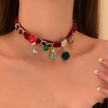 Colier chok­er geometric cu mai multe straturi, material flocking și placare electroplating pe lanț obișnuit