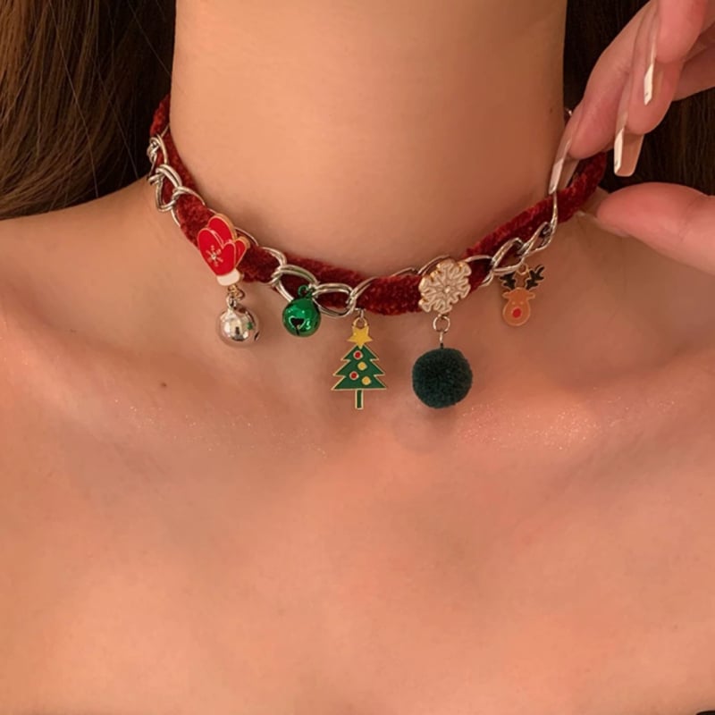 Colier chok­er geometric cu mai multe straturi, material flocking și placare electroplating pe lanț obișnuit