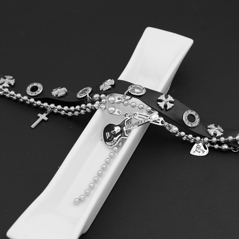 Унисекс чокър колие със кръст: геометричен готик стил, титанова стомана, бална синджир, тегло 30 g, стил Dark Wind