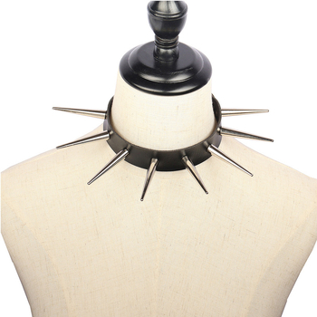 Изкуствена кожа нашийник с панк геометрия, сплавна висулка и регулярен синџир