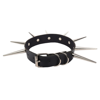 Изкуствена кожа нашийник с панк геометрия, сплавна висулка и регулярен синџир