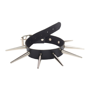 Изкуствена кожа нашийник с панк геометрия, сплавна висулка и регулярен синџир