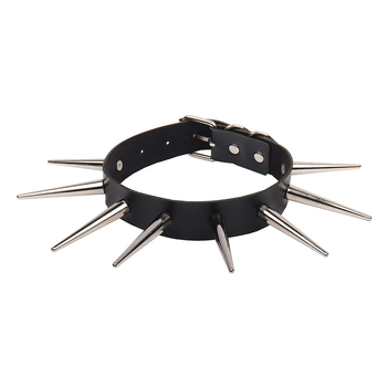 Изкуствена кожа нашийник с панк геометрия, сплавна висулка и регулярен синџир