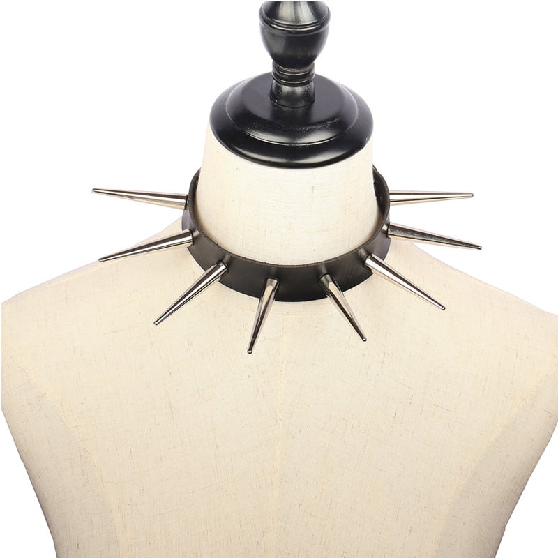 Изкуствена кожа нашийник с панк геометрия, сплавна висулка и регулярен синџир