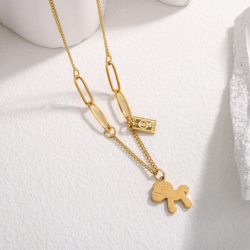 Γυναικείο κολιέ με πεταλούδα από τιτάνιο ατσάλι, ηλεκτροπλατιωμένο φινίρισμα, αλυσίδα Ο, 4 g