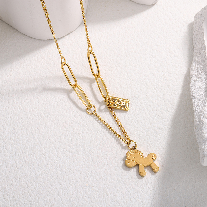 Γυναικείο κολιέ με πεταλούδα από τιτάνιο ατσάλι, ηλεκτροπλατιωμένο φινίρισμα, αλυσίδα Ο, 4 g