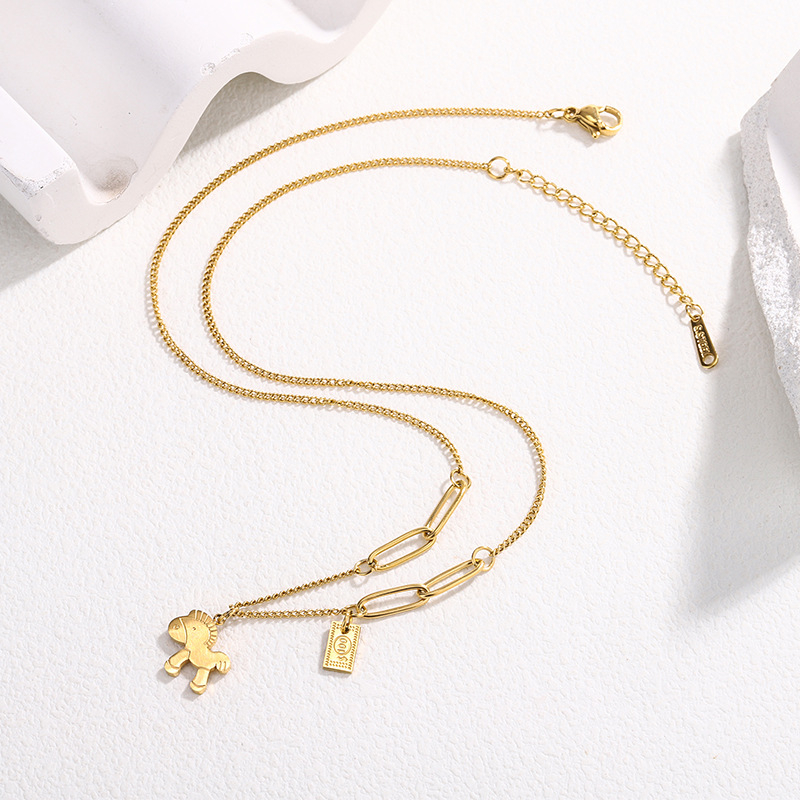 Γυναικείο κολιέ με πεταλούδα από τιτάνιο ατσάλι, ηλεκτροπλατιωμένο φινίρισμα, αλυσίδα Ο, 4 g