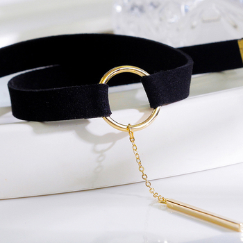 Geometrijski choker ogrlica od legure, bakreni privjesak, višeslojni dizajn, uobičajeni lanac