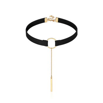 Geometrijski choker ogrlica od legure, bakreni privjesak, višeslojni dizajn, uobičajeni lanac
