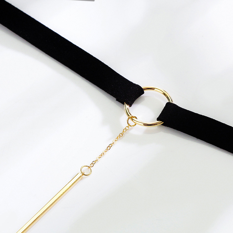 Geometrijski choker ogrlica od legure, bakreni privjesak, višeslojni dizajn, uobičajeni lanac