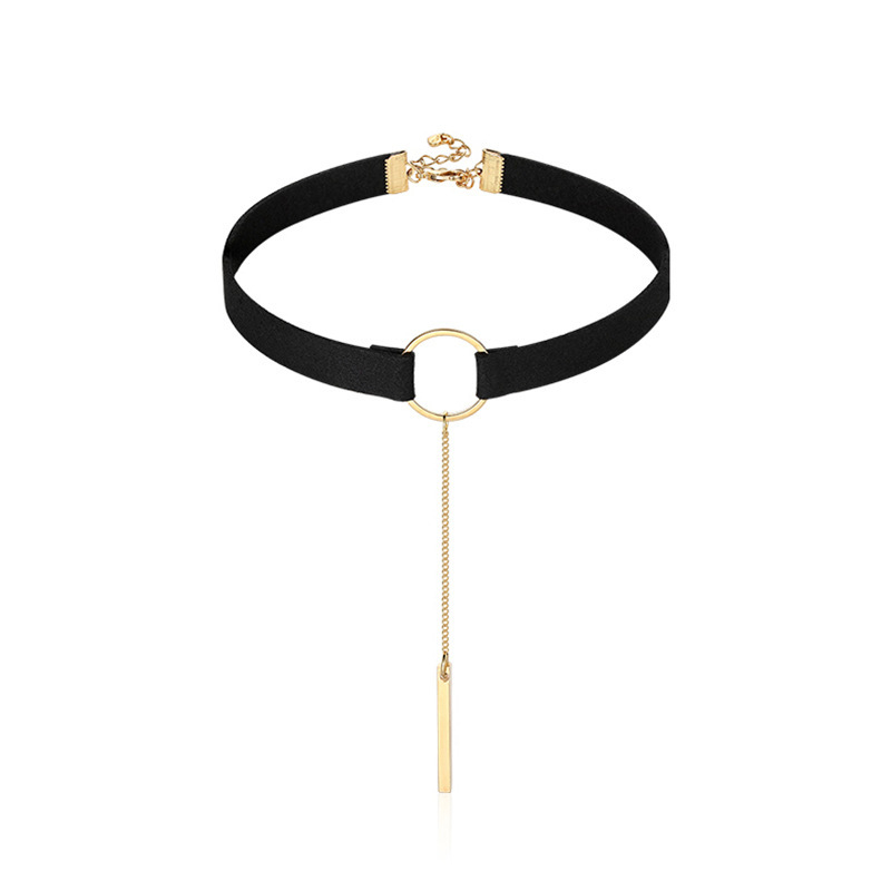 Geometrijski choker ogrlica od legure, bakreni privjesak, višeslojni dizajn, uobičajeni lanac