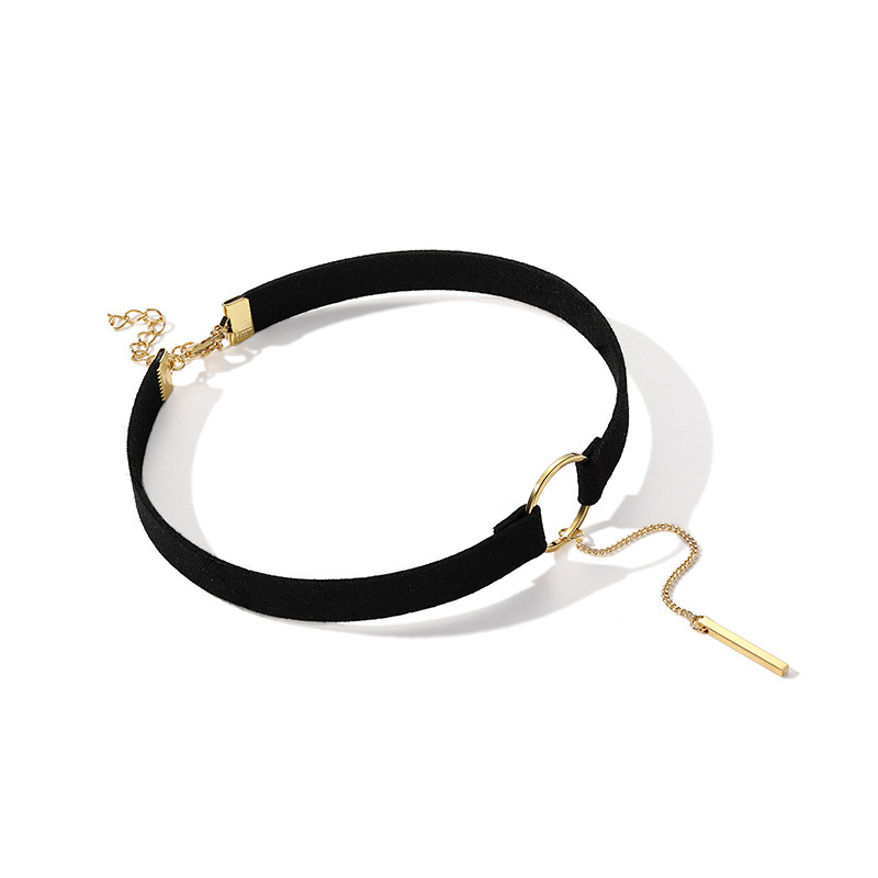 Geometrijski choker ogrlica od legure, bakreni privjesak, višeslojni dizajn, uobičajeni lanac
