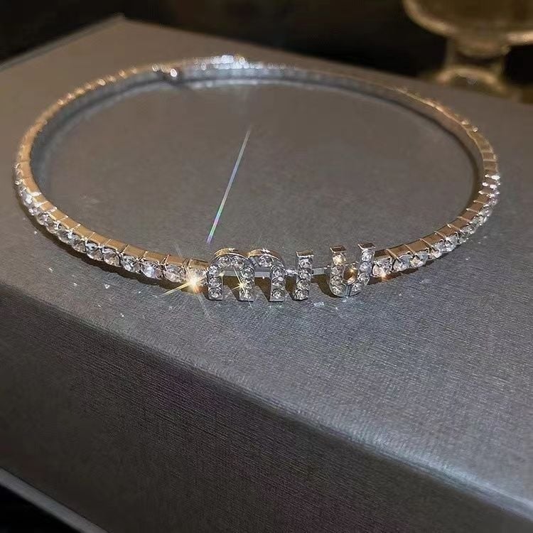 Κολιέ λαιμού με γράμματα και στρας, στριφογυριστή αλυσίδα, unisex, έως 30 cm, μόδα κοσμήματα