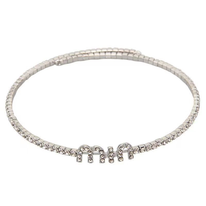 Κολιέ λαιμού με γράμματα και στρας, στριφογυριστή αλυσίδα, unisex, έως 30 cm, μόδα κοσμήματα