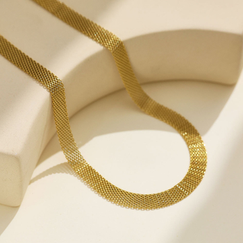 Colier choker din oțel inoxidabil 304 cu lanț plat șarpe, placare cu aur 18K, pandant din oțel titan, lungime 41–50 cm