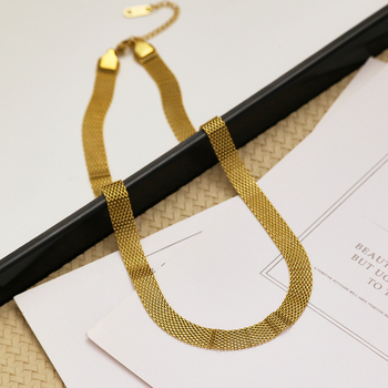 Colier choker din oțel inoxidabil 304 cu lanț plat șarpe, placare cu aur 18K, pandant din oțel titan, lungime 41–50 cm