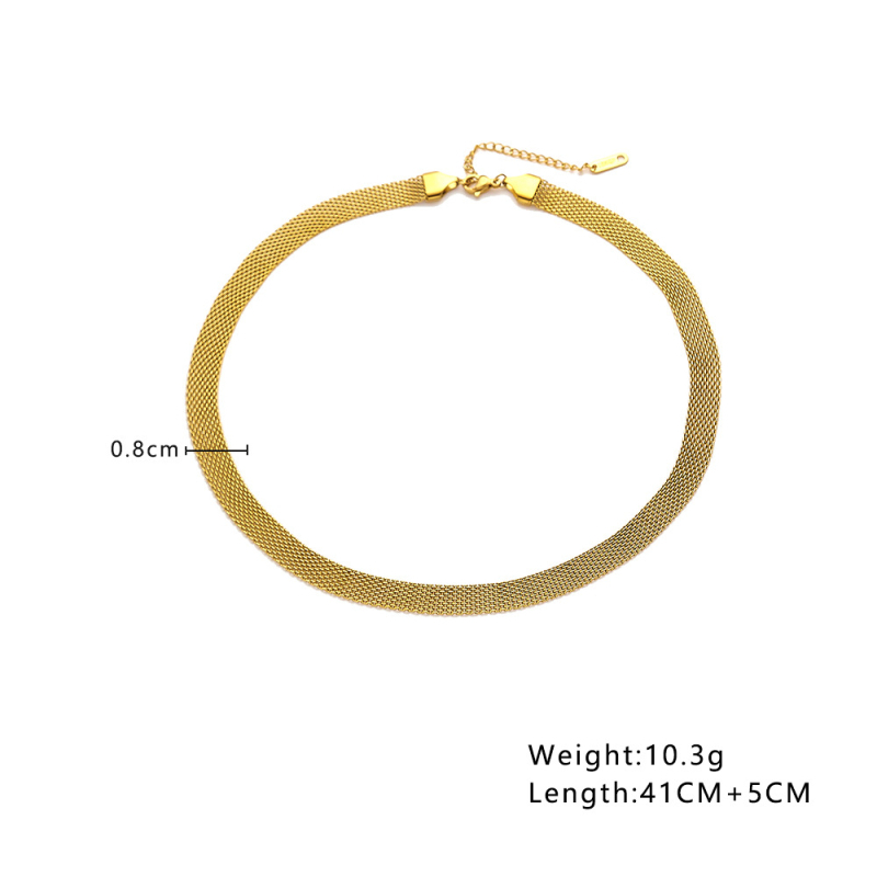 Colier choker din oțel inoxidabil 304 cu lanț plat șarpe, placare cu aur 18K, pandant din oțel titan, lungime 41–50 cm