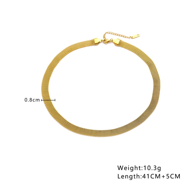 Colier choker din oțel inoxidabil 304 cu lanț plat șarpe, placare cu aur 18K, pandant din oțel titan, lungime 41–50 cm