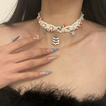 Κολιέ από κράμα με μοτίβο λουλουδιού και αστέρι, ηλεκτροπλατιωμένο, κανονική αλυσίδα, Χειμώνας 2023, για γυναίκες