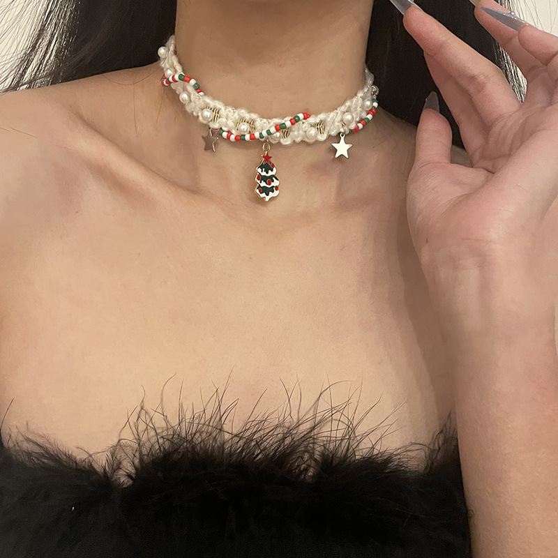 Κολιέ από κράμα με μοτίβο λουλουδιού και αστέρι, ηλεκτροπλατιωμένο, κανονική αλυσίδα, Χειμώνας 2023, για γυναίκες