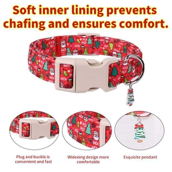 Σετ κολάρου και λουριού για σκύλους — Χριστουγεννιάτικο θέμα, Πολυεστέρας, Κατάλληλο για όλους τους σκύλους, Στυλ ελεύθερου χρόνου