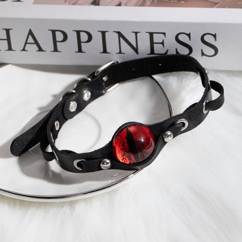 Colier din piele cu design geometric și motiv ochi de demon, pandant din rășină, lanț regulat, 39,3 g, placare electrogalvanică, Meng Doudou