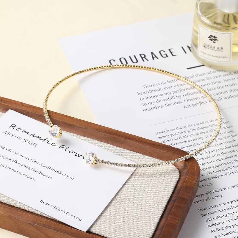 Colier choker geometric din cupru, pandantiv din rhinestone, stil lux ușor pentru femei, lanț obișnuit