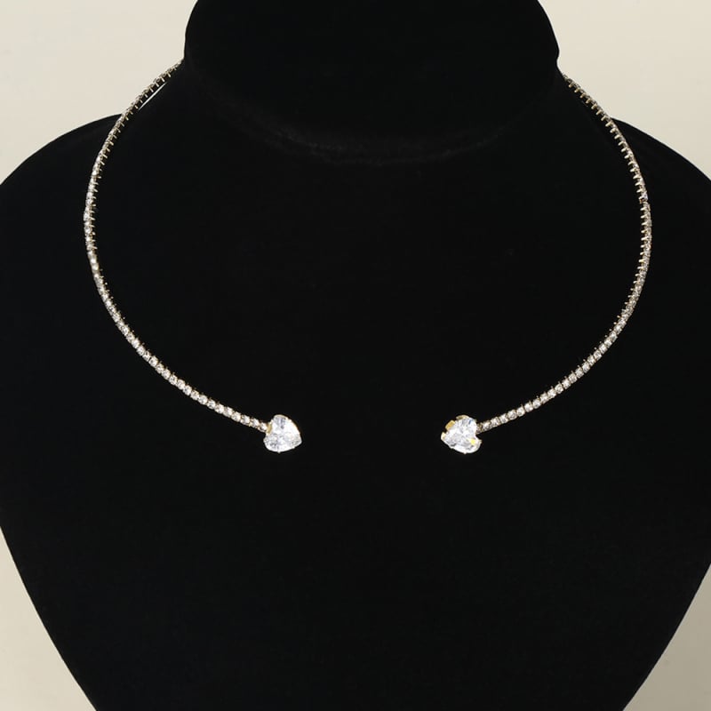 Colier choker geometric din cupru, pandantiv din rhinestone, stil lux ușor pentru femei, lanț obișnuit