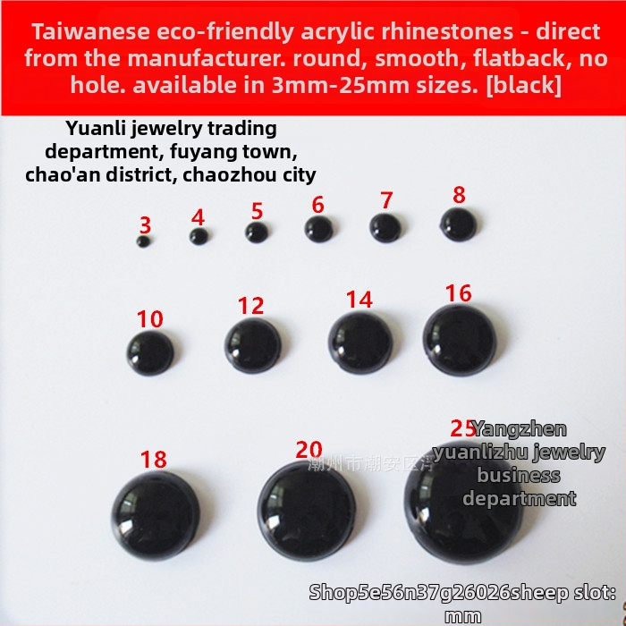 Rhinestones pērlītes pusapļa formā, spīdīga virsma, injekcijas liešana, plastmasa/rezīns