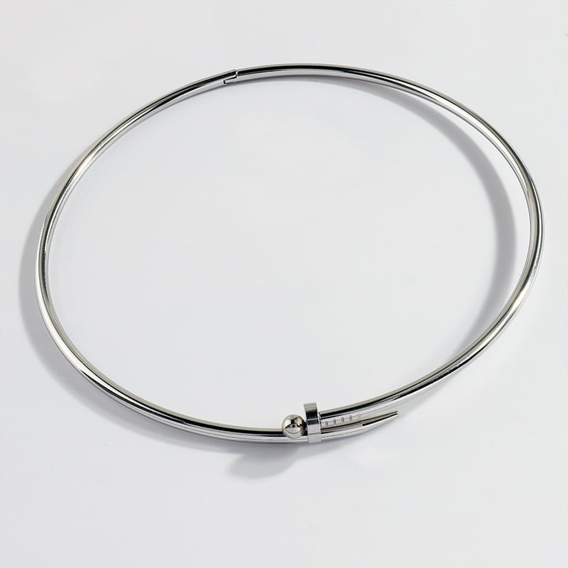 Colier choker unisex din oțel de titan, geometric, stil simplu (Material: Titanium steel; Pandant: Titanium steel; Greutate: 46 g)