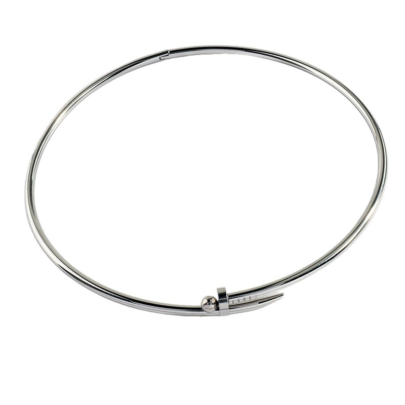 Colier choker unisex din oțel de titan, geometric, stil simplu (Material: Titanium steel; Pandant: Titanium steel; Greutate: 46 g)