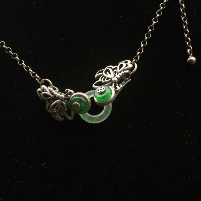 Colier choker din argint S990 pentru femei, stil etnic, formă geometrică în U, greutate 17,8 g