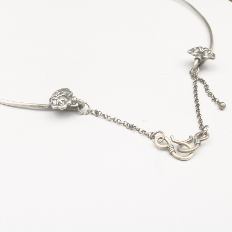 Colier choker din argint S990 pentru femei, stil etnic, formă geometrică în U, greutate 17,8 g