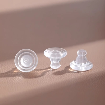 Dopuri posterioare pentru cercei, din silicon, în formă de disc, transparente, antiderapante