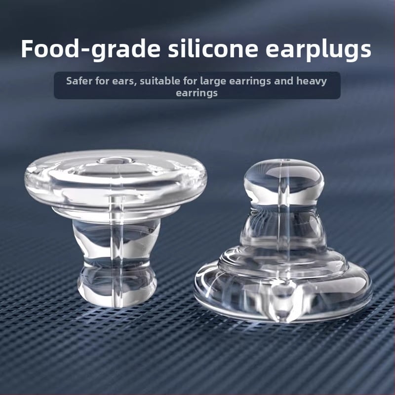 Dopuri posterioare pentru cercei, din silicon, în formă de disc, transparente, antiderapante