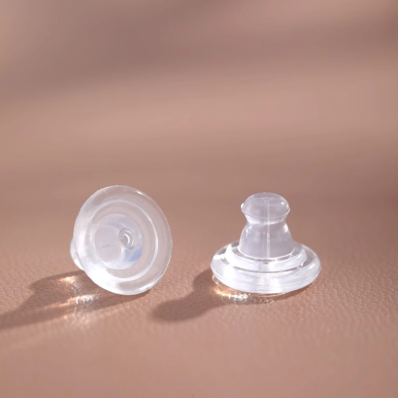 Dopuri posterioare pentru cercei, din silicon, în formă de disc, transparente, antiderapante