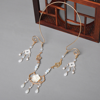 Ρετρό γυναικείο κολιέ λαιμού με φούντα και στεφάνι, εμπνευσμένο από αρχαίο κινεζικό κοστούμι; Υλικό: Άλλο; Συσκευασία: Ανεξάρτητη συσκευασία; Φθινόπωρο 2021.