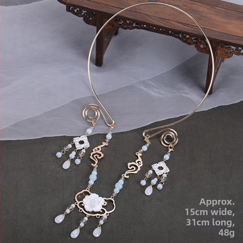 Ρετρό γυναικείο κολιέ λαιμού με φούντα και στεφάνι, εμπνευσμένο από αρχαίο κινεζικό κοστούμι; Υλικό: Άλλο; Συσκευασία: Ανεξάρτητη συσκευασία; Φθινόπωρο 2021.