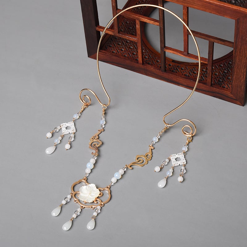 Ρετρό γυναικείο κολιέ λαιμού με φούντα και στεφάνι, εμπνευσμένο από αρχαίο κινεζικό κοστούμι; Υλικό: Άλλο; Συσκευασία: Ανεξάρτητη συσκευασία; Φθινόπωρο 2021.