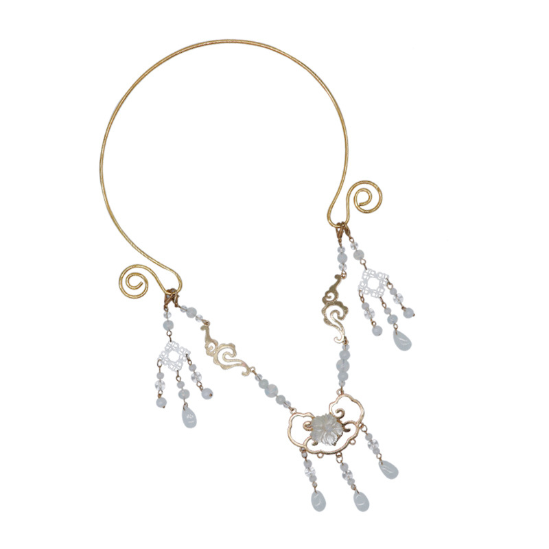 Ρετρό γυναικείο κολιέ λαιμού με φούντα και στεφάνι, εμπνευσμένο από αρχαίο κινεζικό κοστούμι; Υλικό: Άλλο; Συσκευασία: Ανεξάρτητη συσκευασία; Φθινόπωρο 2021.