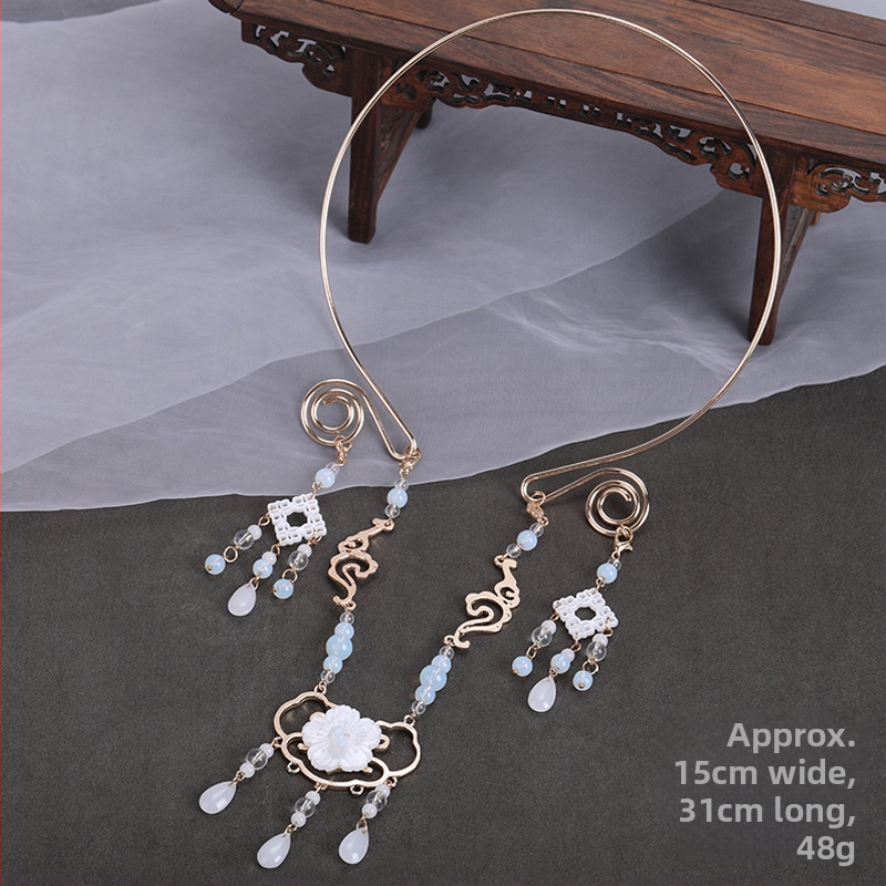 Ρετρό γυναικείο κολιέ λαιμού με φούντα και στεφάνι, εμπνευσμένο από αρχαίο κινεζικό κοστούμι; Υλικό: Άλλο; Συσκευασία: Ανεξάρτητη συσκευασία; Φθινόπωρο 2021.