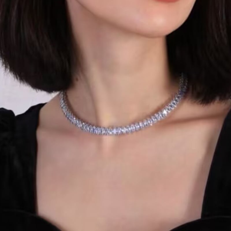 Κολιέ λαιμού με ζιρκόν και κρυστάλλινο μενταγιόν, unisex, αλυσίδα τύπου Ο