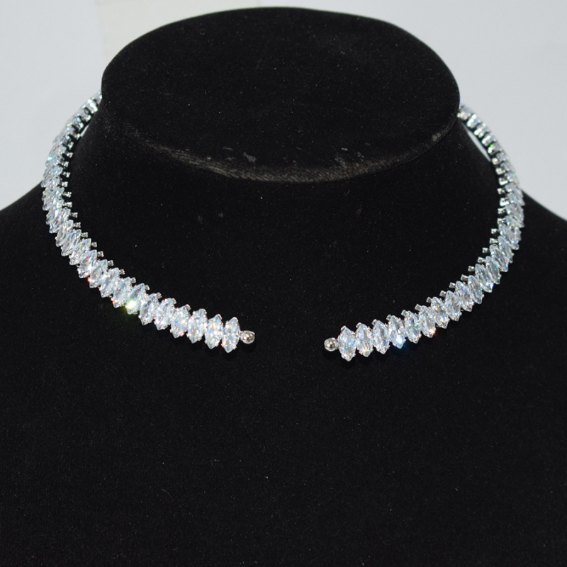 Κολιέ λαιμού με ζιρκόν και κρυστάλλινο μενταγιόν, unisex, αλυσίδα τύπου Ο