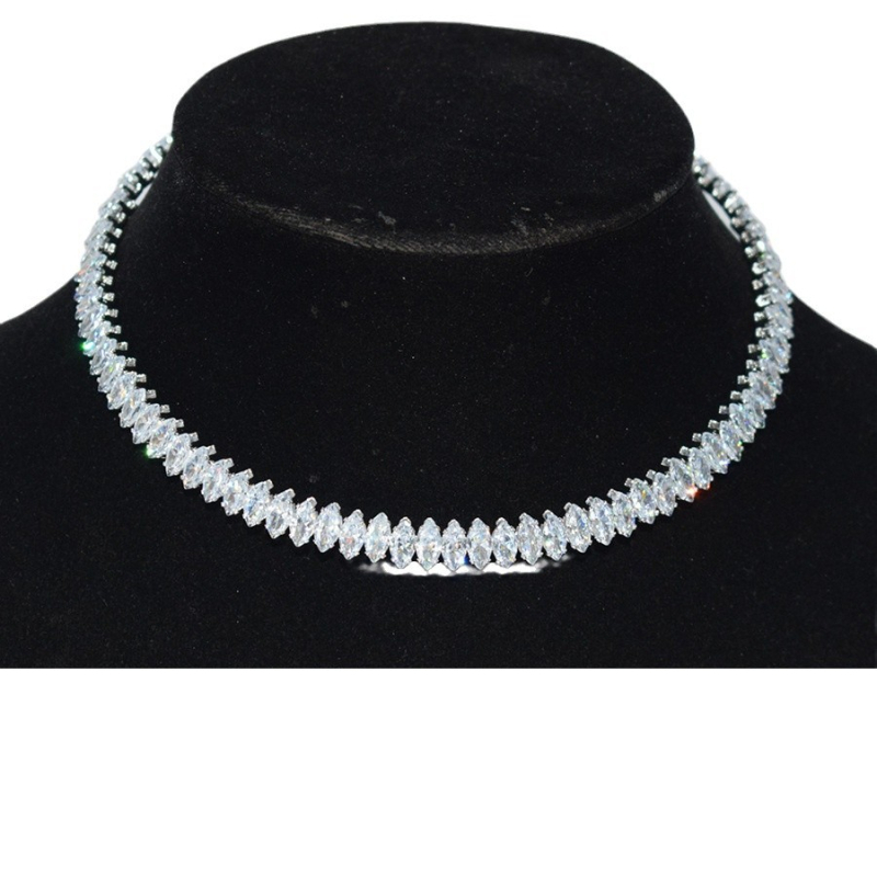 Κολιέ λαιμού με ζιρκόν και κρυστάλλινο μενταγιόν, unisex, αλυσίδα τύπου Ο