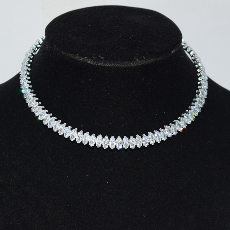 Κολιέ λαιμού με ζιρκόν και κρυστάλλινο μενταγιόν, unisex, αλυσίδα τύπου Ο